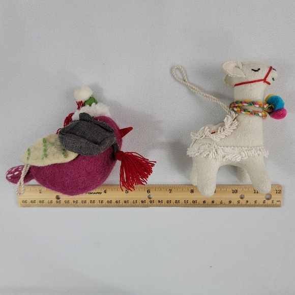 (14) Fabric Animals Christmas Holiday Ornaments - Llama Narhwal Elephant Bird - Picture 13 of 16